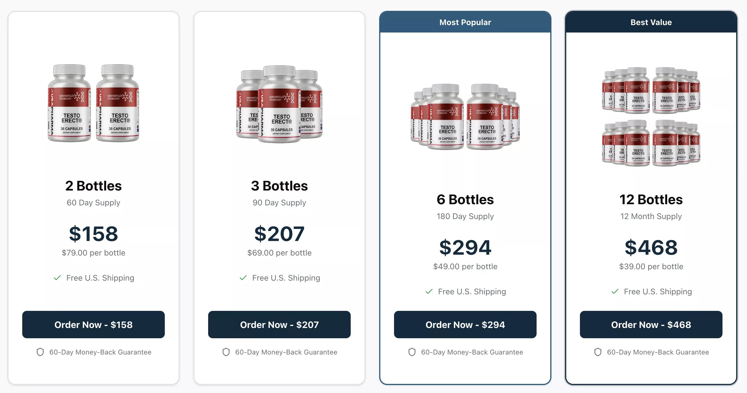 TestoErect capsule order packages page